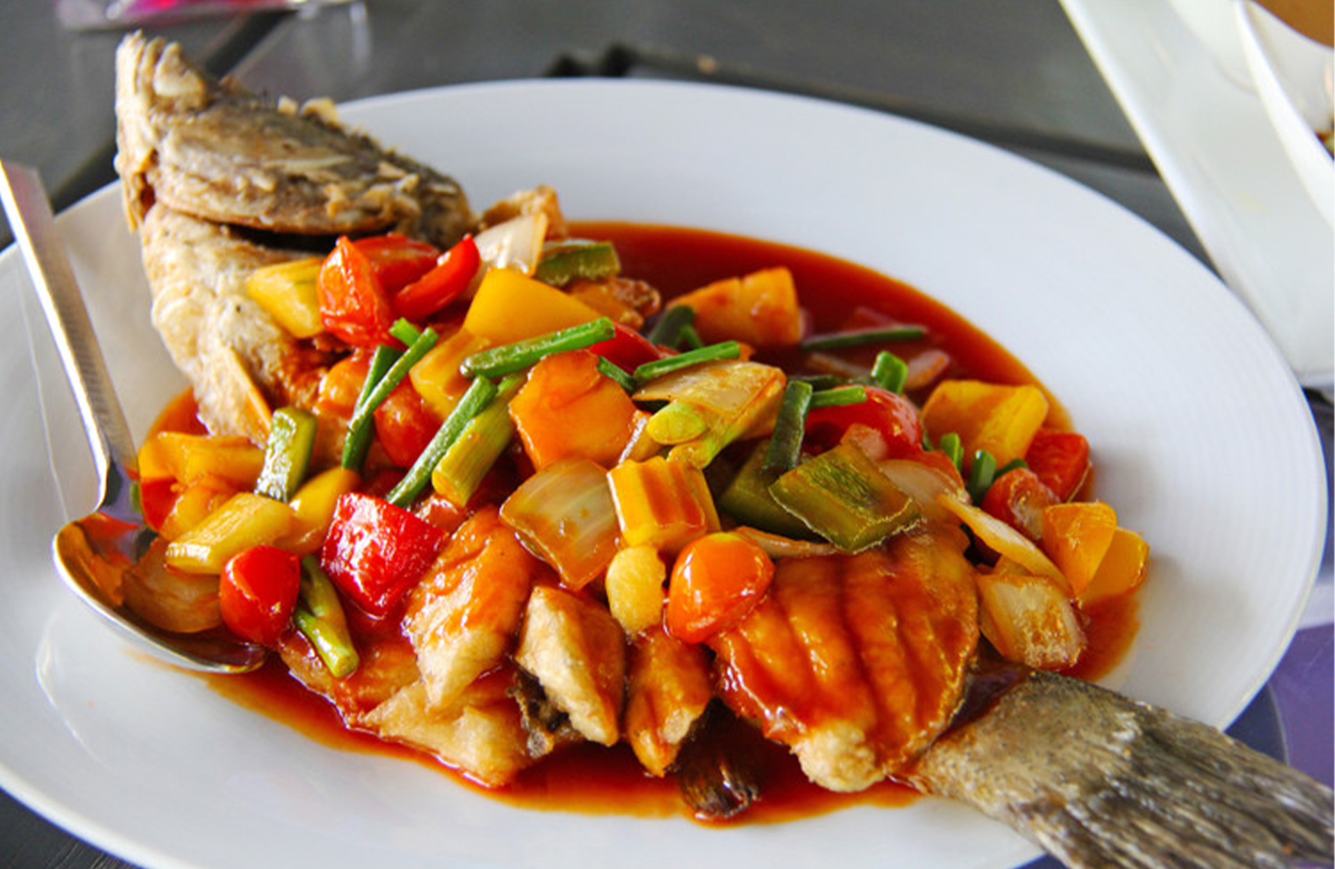 Sweet and Sour Whole Fish at Tipsy Dumpling, Chinese Restaurant in Greenbrae